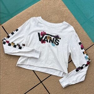 Vans Floral Graphic Long Sleeve Cropped Tee - Oatmeal Heather Gray